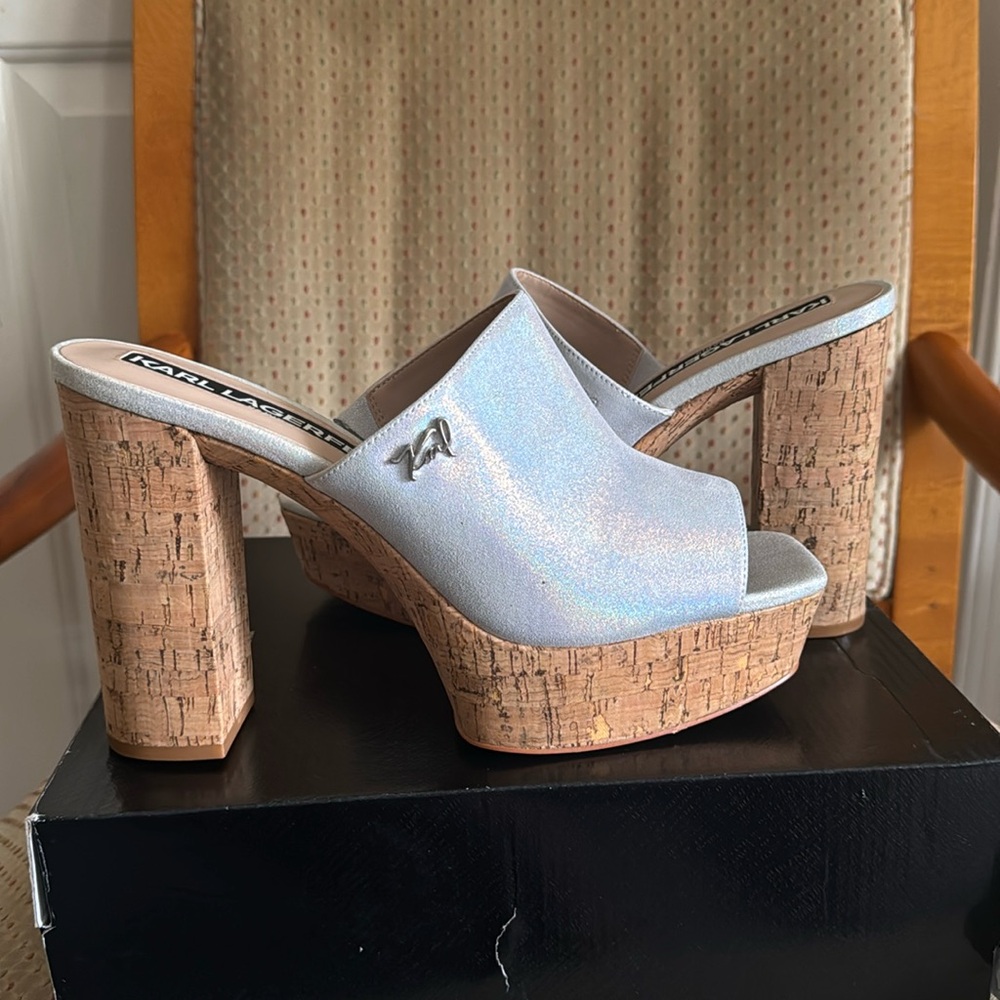 Karl Lagerfeld Silver Holographic heels
